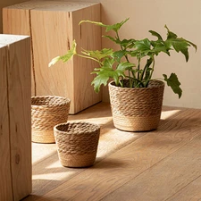 Natural Woven Planter Basket Multifunctional Garden Flower Pot for Living Home