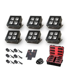 JMAZ MAD PAR 4IP 6-Pack 60W RGBWA UV LED Battery Powered Outdoor Uplight Kit