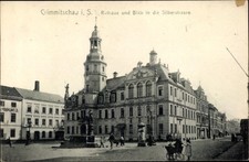 Ak Crimmitschau in Sachsen, Rathaus und Blick in die Silberstraße - 4535889