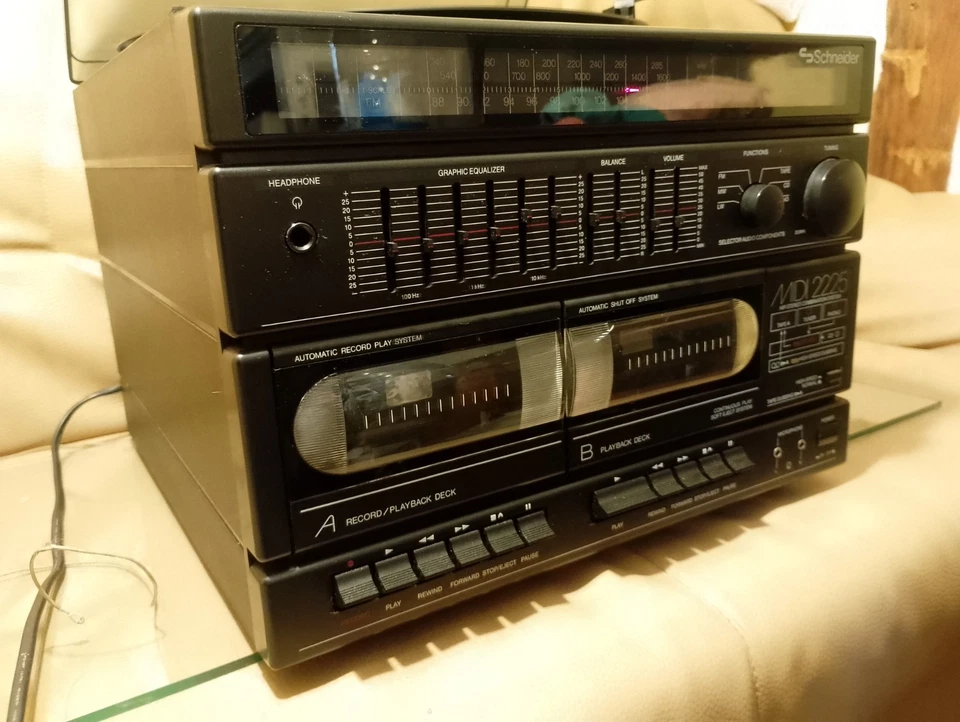 Schneider Midi 2225 Stereoanlage RARITÄT 1988 Plattenspieler Doppel Tape Tuner - Bild 2 von 4