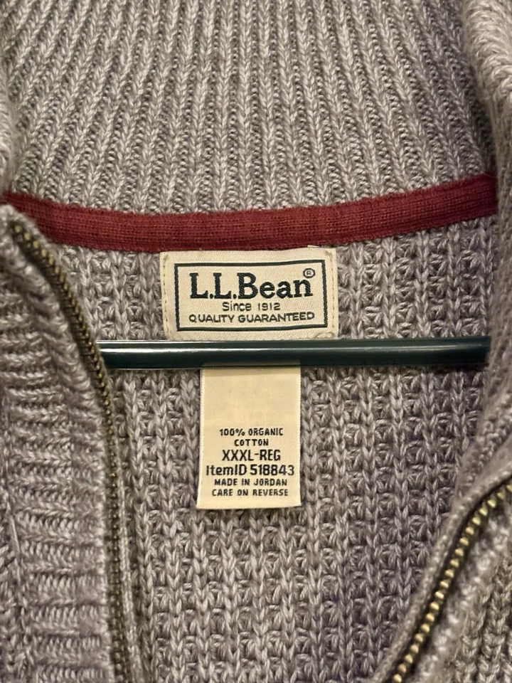 SUÉTER L.L.BEAN HOMBRE 3XL GRIS PESADO NARANJA GRANATE COLOR BLOQUE QRTR CREMALLERA GOFRE. Foto 4 de 4