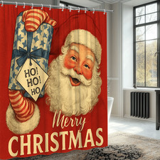 Merry Christmas Santa Shower Curtain - Holiday Decor