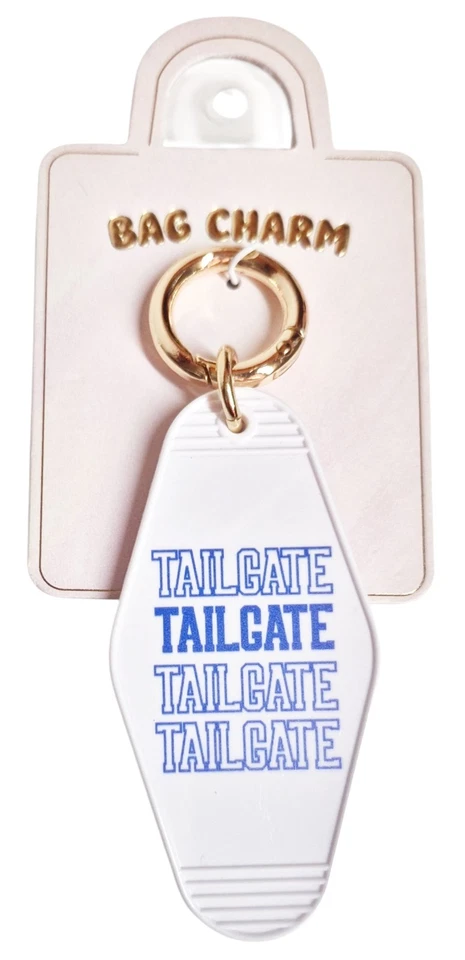 Nuevo llavero Anthropologie Tailgate Motel Key Bag azul blanco dorado Foto 2 de 4