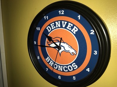 Denver Broncos Football Bar Man Cave Advertising Clock Sign