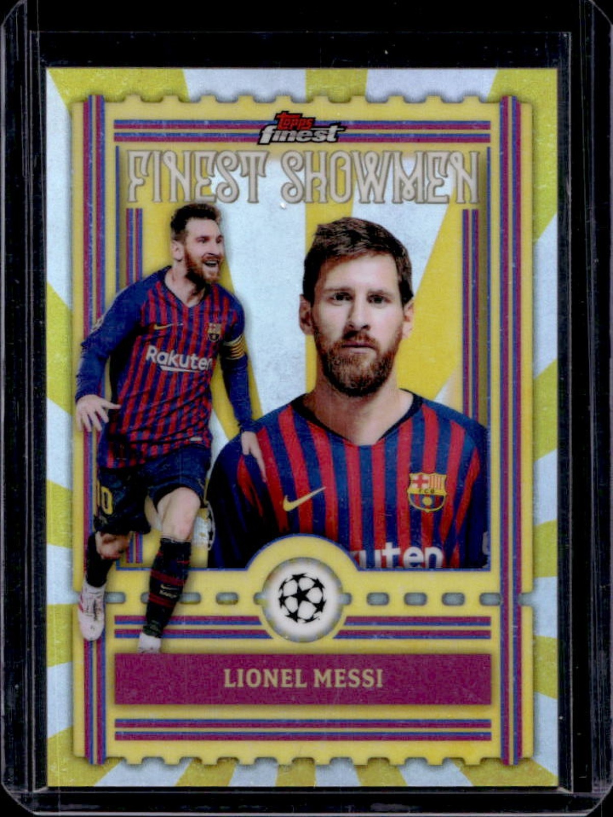 2025-26 Topps UEFA Club Competition Finest Lionel Messi Showmen #FS-19 Barcelona