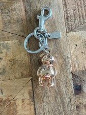 Coach Star Eye Teddy Bear Bag Purse Charm Rose Gold Metal Keychain