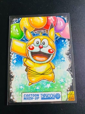 Typhoon Doraemon Pokemon Pikachu 1/1 Origin Sketch Card by Anro Sorilla