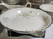 Homer Laughlin  Floral Scalloped Gold Rim Pasta/Soup/Salad Bowl