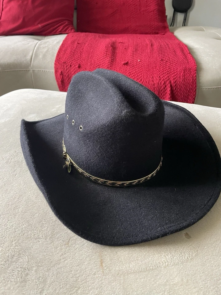 Sombrero de Vaquero Western Express Negro con Borde Dorado Talla 7/8 Foto 4 de 4