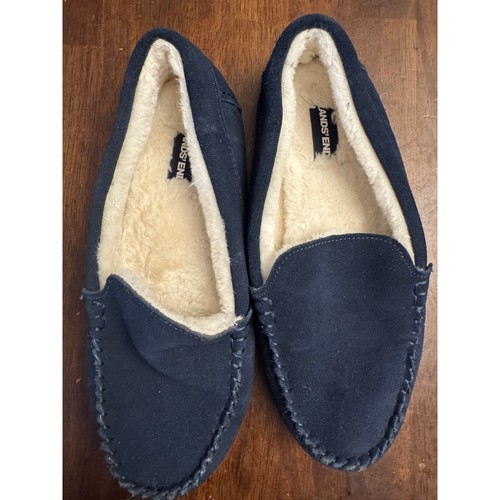 Lands' end navy blue slippers NWOB men's 6 women's 8