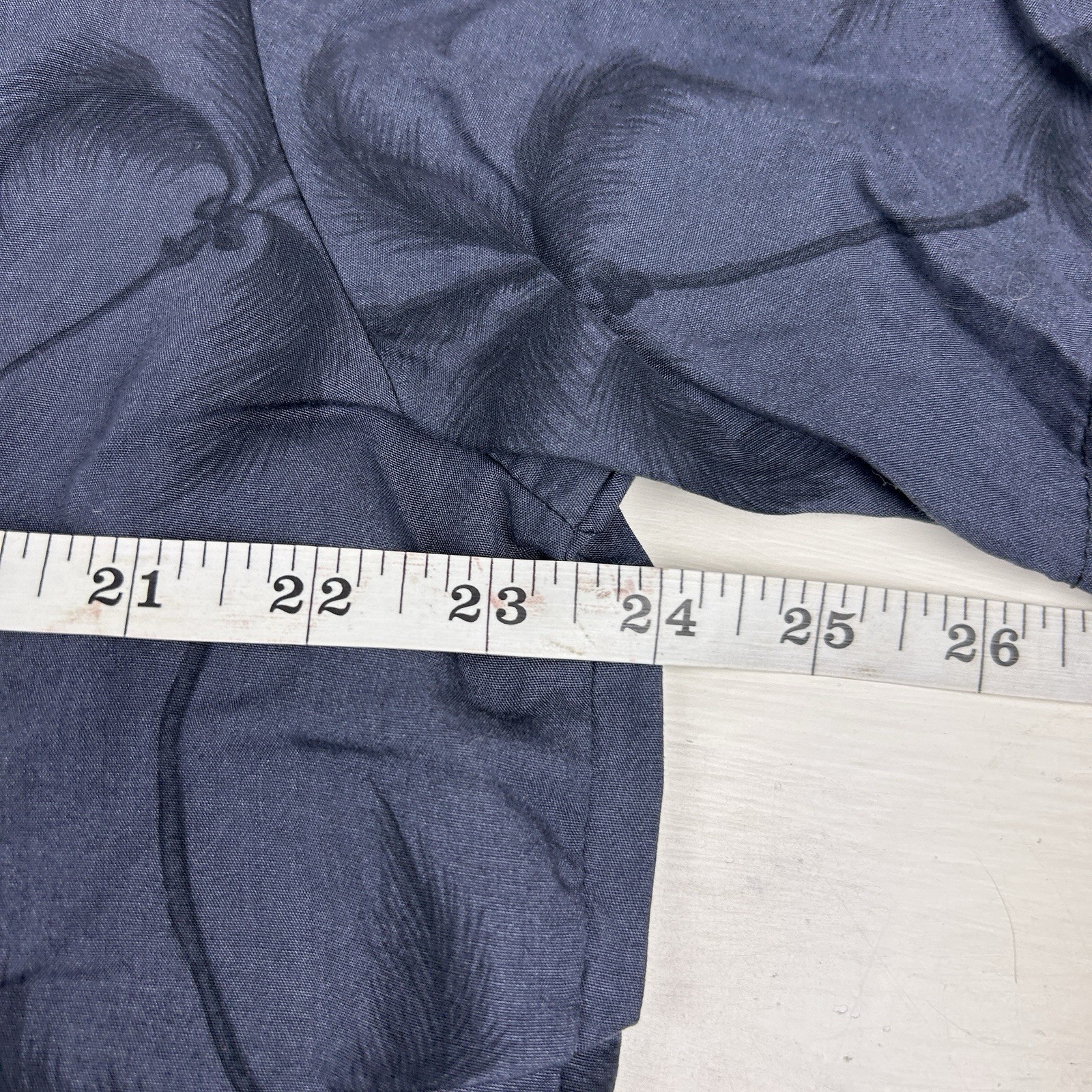 Vtg Paradise Found Hawaiian Shirt Mens Sz Large Palm Tree Print Button Up Blue