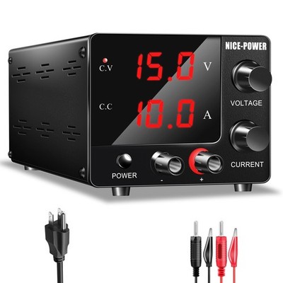 DC Power Supply Variable 0~30V 0~10A, 3-Digits LED Display Current and Voltag...