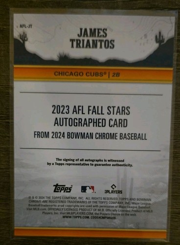 James Triantos 2024 Bowman Chrome 2023 AFL Stars Auto Autograph Refractor /150 - 第 2/2 張圖片