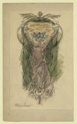 Photo of Study Drawing for Mural of Woman,c1898,Walter Shirlaw,Classical Garb