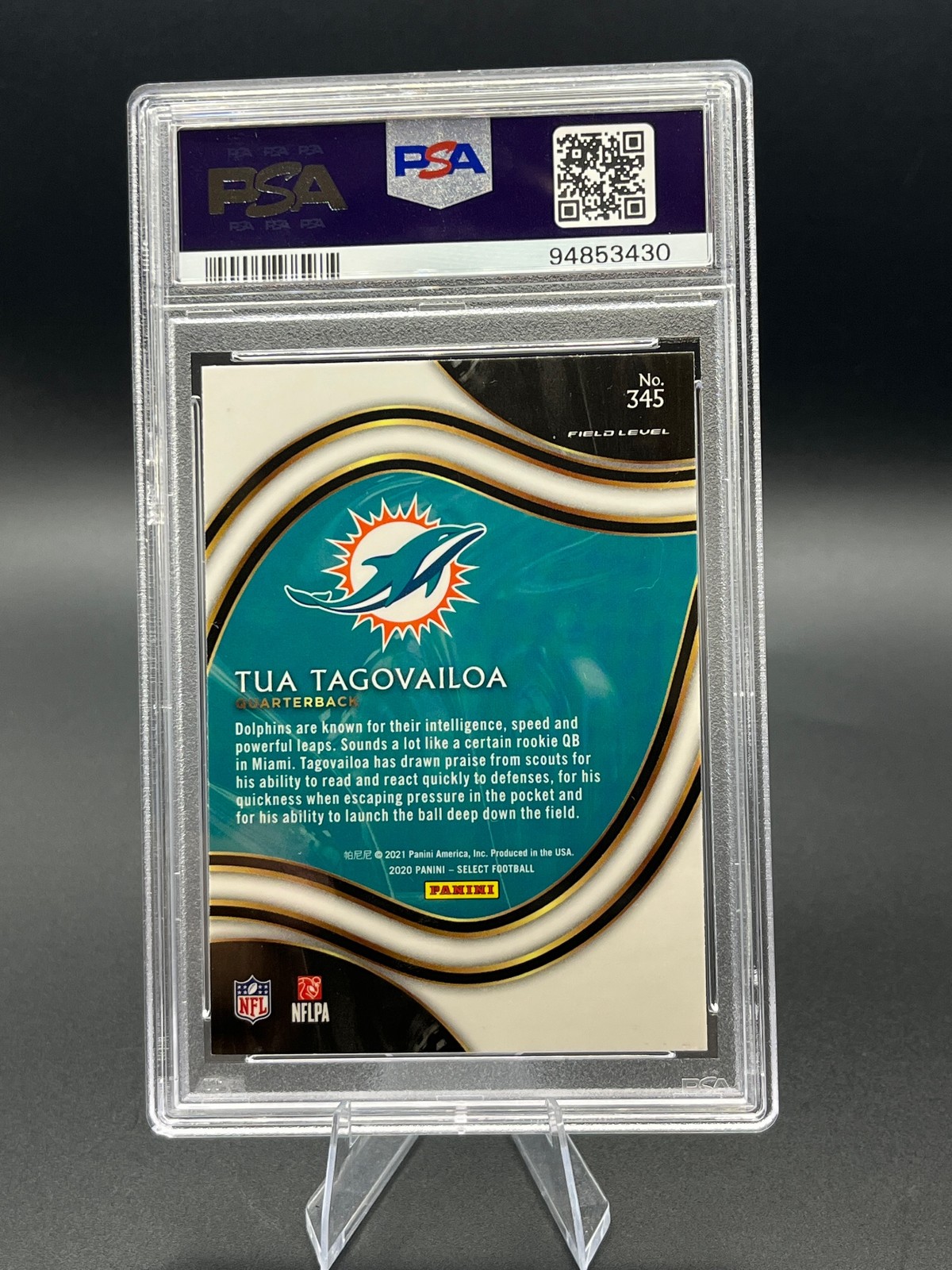2020 Panini Select #345 Tua Tagovailoa PSA 10 view 2