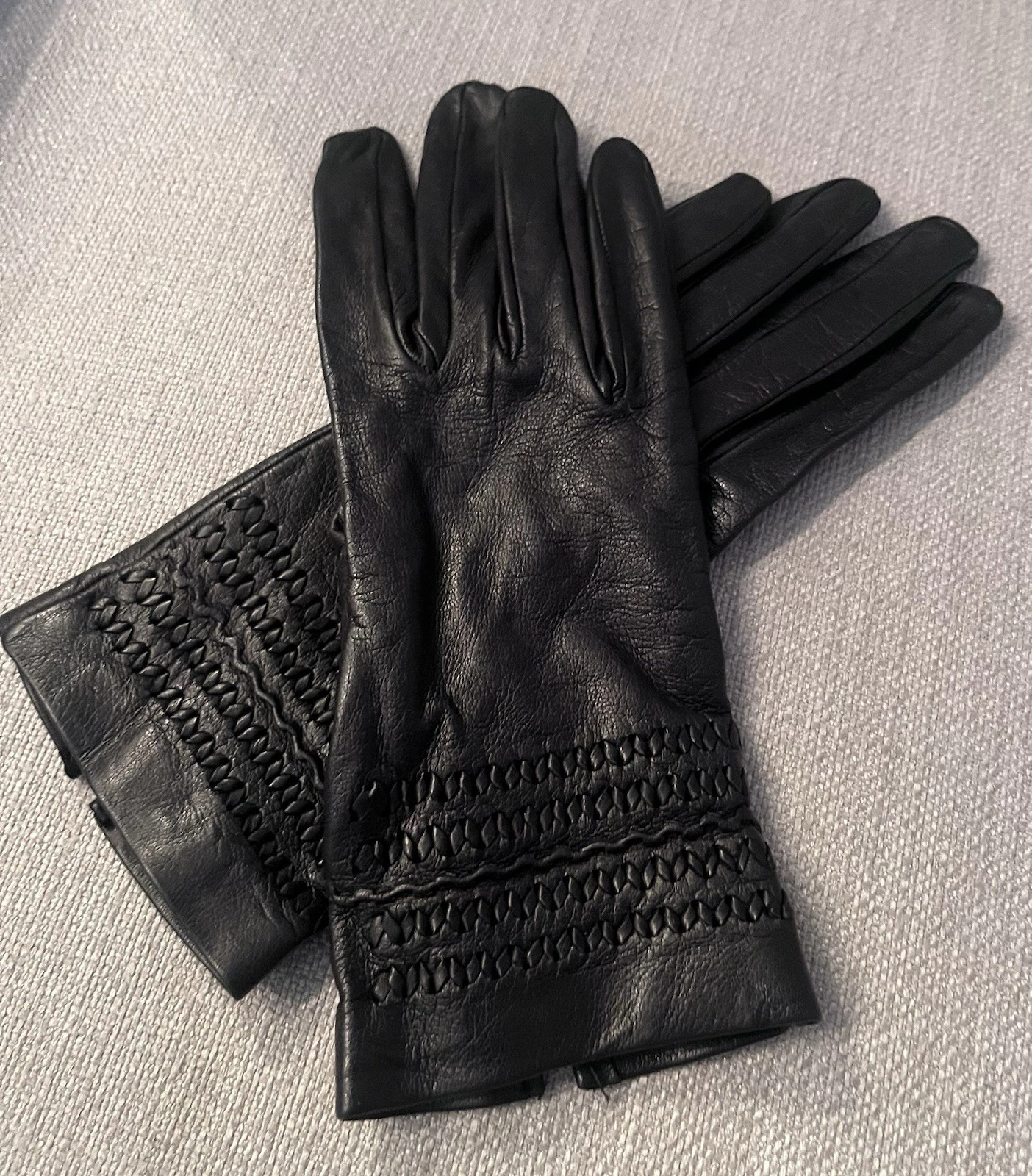 Gloves Women’s Black 100 % Seta Lining Made In Italy Size 7