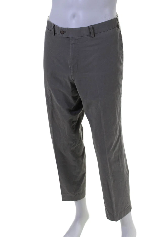 Pantalones sin cordones con cremallera y botones Hiltl para hombre gris oscuro talla US 36 Foto 2 de 4