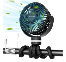 Momcozy Portable Stroller Fan 8000mAh, 27H Ultra-long Battery Life 4 Speed Black