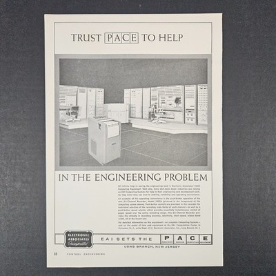 1956 Electronic Associates Inc Pace Engineering Vintage Print Ad Long Branch NJ