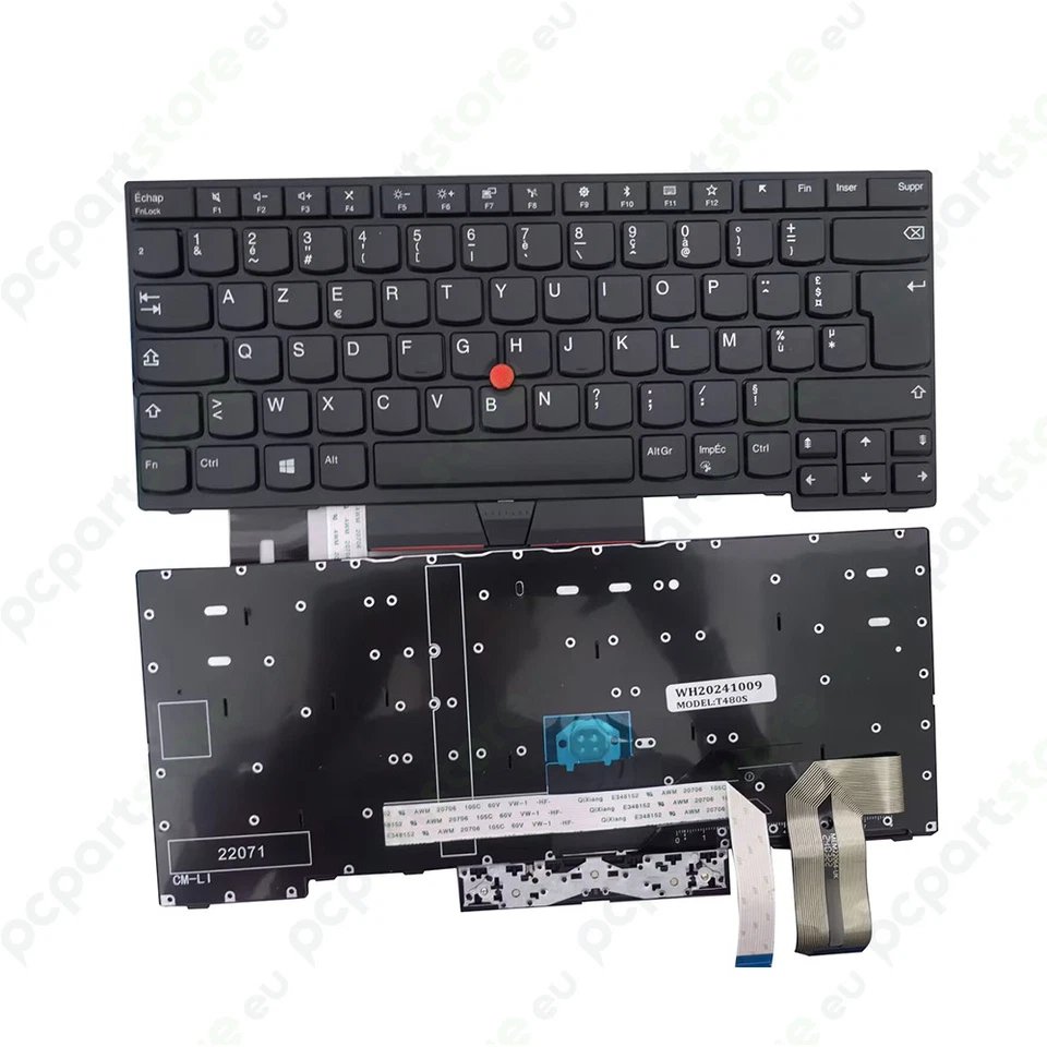 Clavier Azerty FR pour Lenovo Thinkpad T480S E485 L480 L380 L390 L490