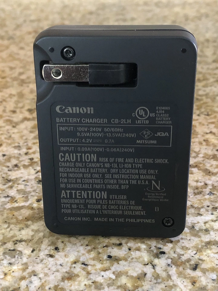 Cargador de batería Canon CB-2LH para NB-13L, PowerShot G5X Mk II, G7X Mk I, II y III Foto 2 de 3