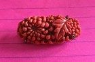 Vintage Faux Coral Flower & Leaf Pin Brooch