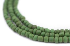 Green Java Glass Seed Beads 4mm, 48 Inch Strand Indonesia