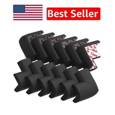 12-Pack Black Soft Corner Protectors - Easy Install Baby Proofing Guards