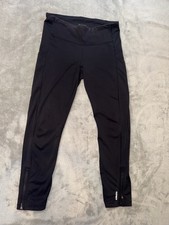 Athleta Size M Black Zip Ankle Athletic Leggings Pants Delancey Tight