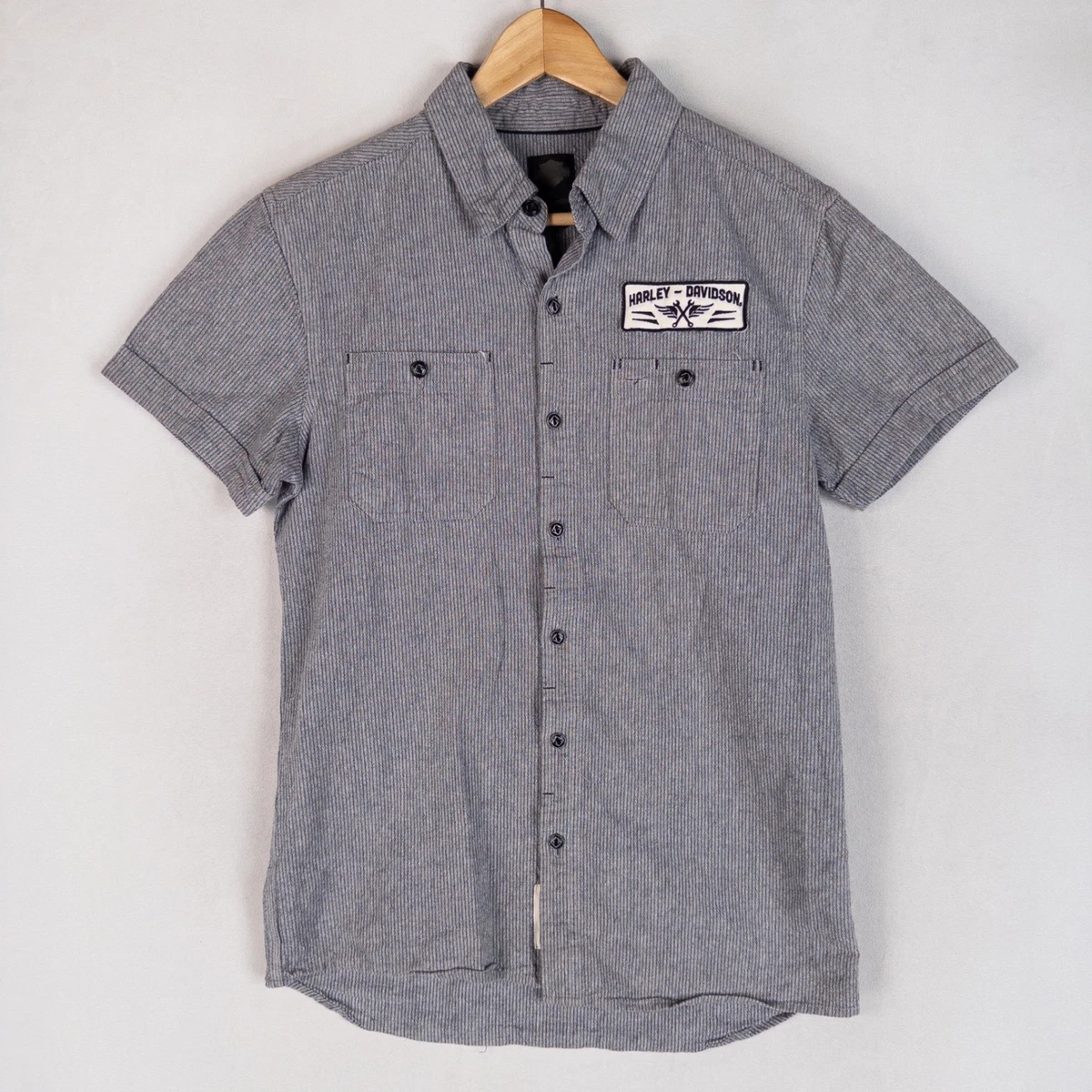 Harley-Davidson Striped Button-Up Casual Button-Down Shirts for