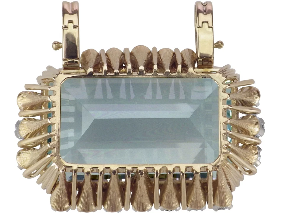 Art Déco 50 ct Santa Maria Aquamarin 2,46 ct Brillant Damen Anhänger! - Bild 4 von 4