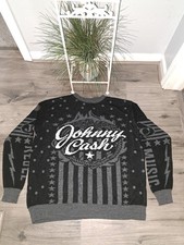 Vintage Johnny CASH Black Crew Neck Sweater - Size XXL USA MADE