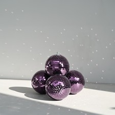 Yescom 4PCS 7" Small Disco Ball Mirror Mini Hanging Party Events Wedding Purple
