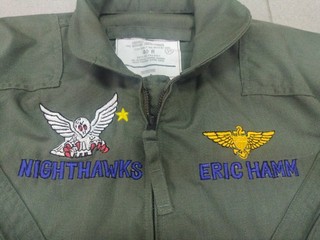 Used 1991 USN VA 185 NIGHTHAWKS CWU 27/P SIZE 40R FLIGHT SUIT (PARTY SUIT)