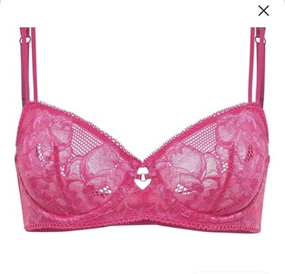 Adored by Adore Me Floral Lace Evalynn Unlined Bra Hot Pink Underwired