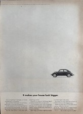 1964 Volkswagen Original Vintage Advertisement VW Bug House Bigger Print Ad