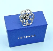 Vintage Silpada .925 Sterling Hammered Large Flower Power Ring, Size 7.75 R2784