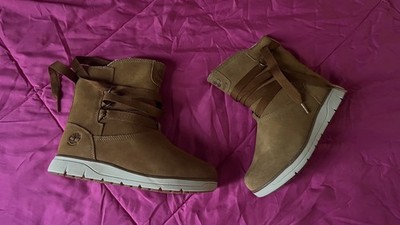 Timberland Leighland Women s Winter Snow Waterproof Suede Brown PullOn Boots 7.5