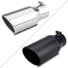 Exhaust Tip 3.5 Inlet 5 Outlet 12long Bolt On Angle Cut Rolled Edge Tail Pipe