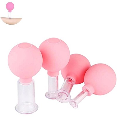Facial Cupping Set, 4 Stück, Gesichtsmassage-Saugnäpfe, Kunststoff, Silikonba...