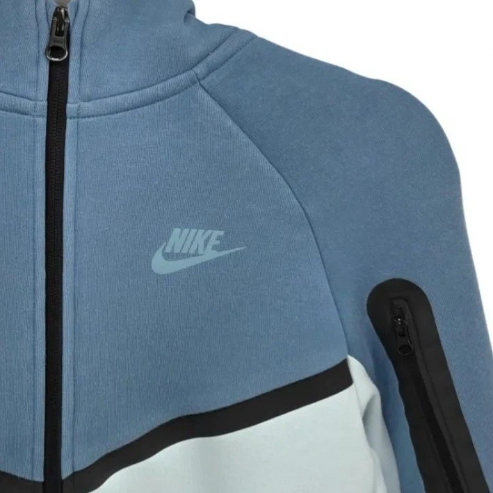 Nike Youth Large Tech Fleece Full Zipper Hoodie Blue Black Pockets Child - Image 3 of 4