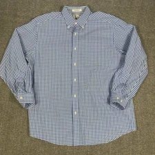 L L Bean Shirt Mens Large Blue Check Wrinkle Free Traditional Fit Button Down