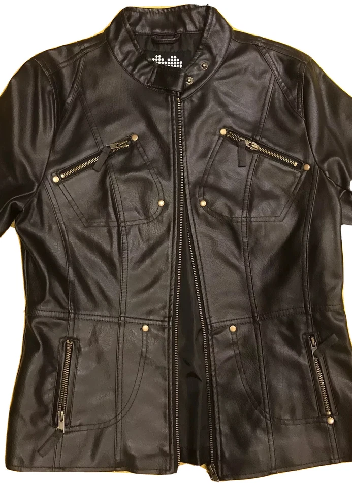 Brave Soul Mujer Marrón Vegano Cuero Chaqueta Motociclista Talla M 36” Busto Usado en Excelente Condición Foto 2 de 4