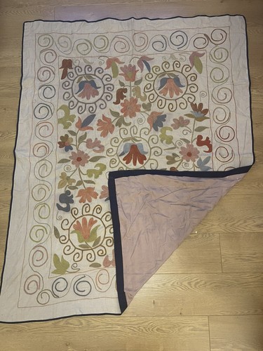 Antique Vintage Uzbek Embroidery Suzani Bed Cover Table Cloth Throw. 160/127cm - Picture 13 of 14