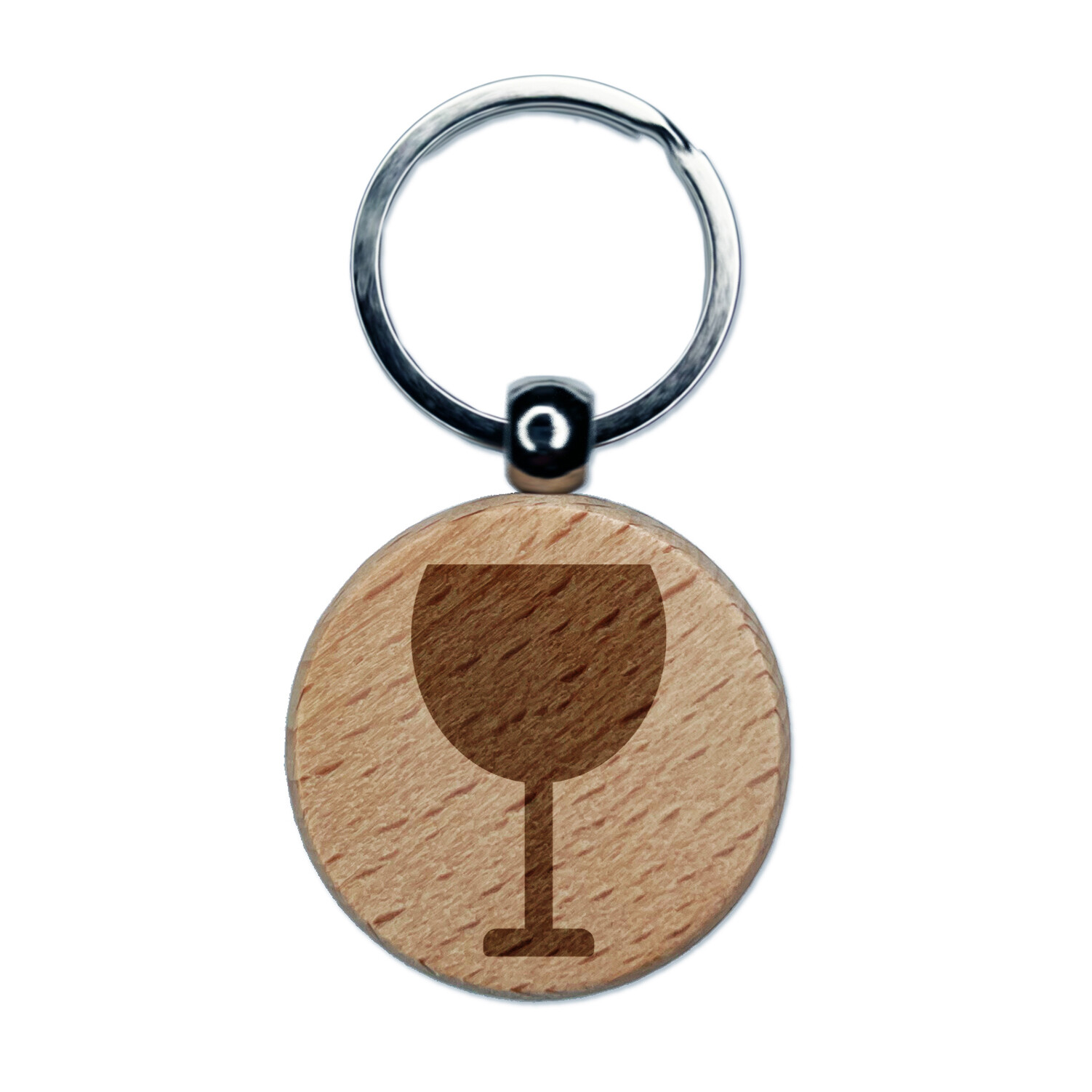 Personalized Engraved Wood Wine Glass Keychain Charm