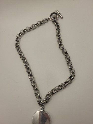 MARC JACOBS Rolo Chain Choker Necklace Signed Toggle Closure 18” Blue Logo - Picture 4 of 4