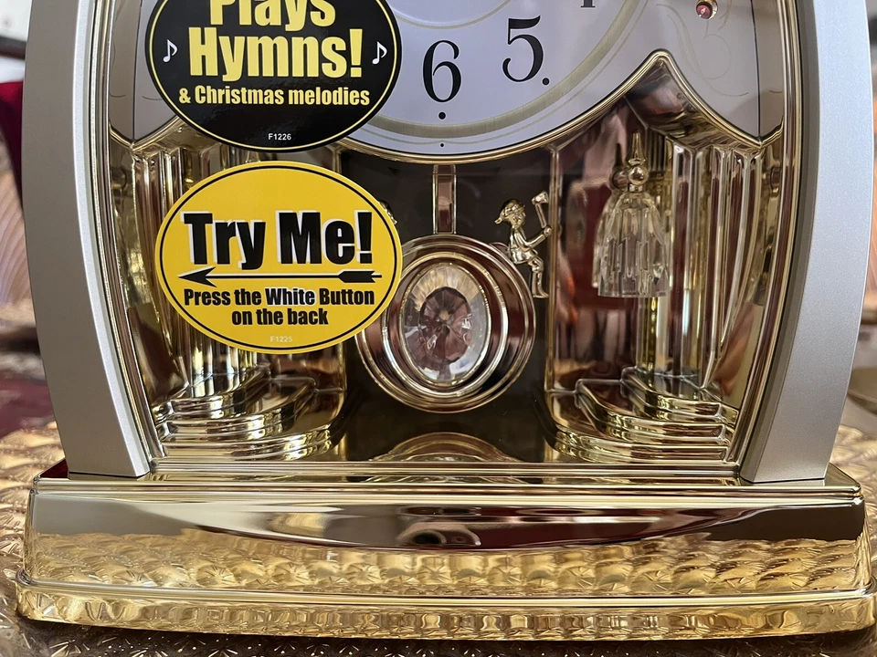 NIB RHYTHM DWS Crystal Bell Musical Collectible Gold 12 Songs Christmas Hymns - Image 4 of 4