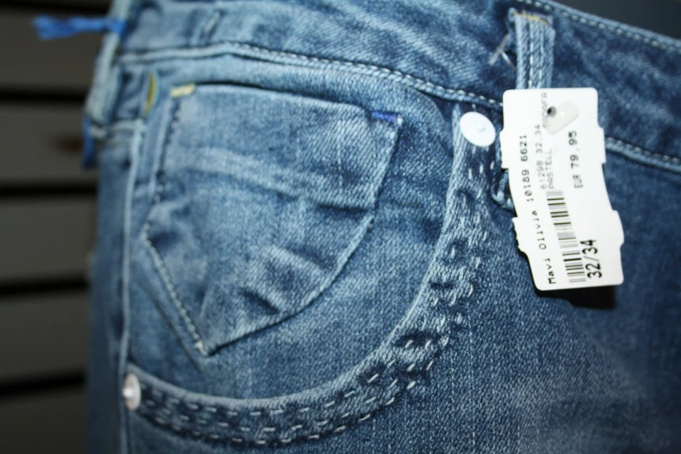 Jeans Mavi Olivia 10189-6621 borde blanco Str piedra azul nuevos Foto 2 de 4