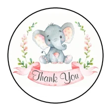 30 1.5" THANK YOU ELEPHANT ROUND STICKERS ENVELOPE SEALS FAVOR LABELS