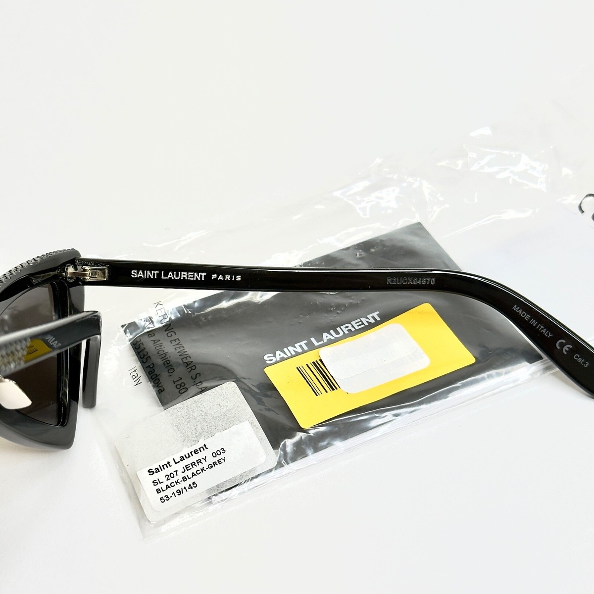 SAINT LAURENT 207 JERRY YSL SL207 Black Crystal Stud Triangle Bat